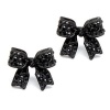 Fashion Crystal Pave Bow Ribbon Stud Earrings Black