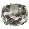 7.5 Tri Tone Six Rows Braided Mesh Bracelet With Metal Magnetic Closure