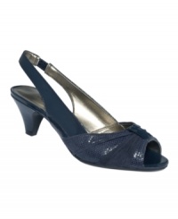 Karen Scott's Audrey pumps are sparkly with a modest heel. An elastic gore at heel means optimal comfort.