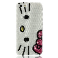 Slim 3D Bling Crystal Hello Kitty iPhone Case for iPhone 5 (Package includes: soft pouch, screen protector, extra crystals)