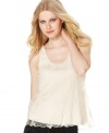 A delicate floral lace adds feminine flair to this Kensie tank -- a sweet summer topper!