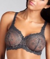 Lunaire Sevilla Embroidered Demi Bra, 34DD, Silver