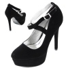 Qupid Marquise-09 Black Smooth Velvet Mary Jane Pumps, Size: 8 (M) US [Apparel]