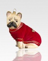 Donned in a cozy red velvet sweater, this darling doggie is delightfully detailed in mouth-blown, hand-painted glass.Glass3.5H X 3W X 2DImported