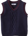 Kitestrings Baby-Boys Infant Cotton Cable Sweater Vest, Peacoat Navy, 18M