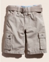 GUESS Twill Cargo Shorts with Belt, KHK (3T)