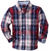 Tommy Hilfiger Boys 2-7 Long Sleeve Plaid Shirt, Flag Blue, 2 Regular