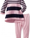 Splendid Littles Baby-girls Newborn Cambridge Mixed Stripe Tunic Set, Pink Ribbon, 18-24 Months