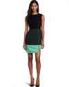 laundry BY SHELLI SEGAL Women's Color Block Zipper Ponte Dress, Hunter Green, 6