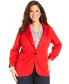 Lend chic structure to your casual looks with Style&co.'s one-button plus size jacket.