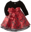 Blueberi Boulevard Baby Girls Infant Flock Velvet Dress, Red, 24 Months