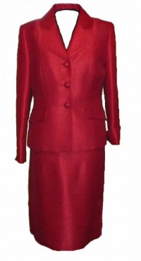 Kasper Red Shimmer 2 Piece Jacket Skirt Suit Dress Set Size 22W