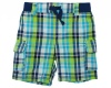 First Impressions Plaid Elastic Waist Cargo Shorts Medieval Blue 18 Months