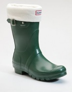 The shorter version of a classic favorite with front logo detail.Shaft, 7 Leg circumference, 14 Round toe Pull-on style Rubber sole Imported Please note: During manufacturing, a white wax is inserted into the mix to protect the rubber. This wax can give these boots a white, cloudy look called blooming. It does this to protect the rubber from drying out. 