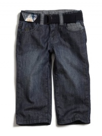 GUESS Kids Boys Toddler Belted Jeans, DARK STONEWASH (12M)