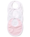 Bundled in a chic logo bag, this adorable bib set makes dinnertime a more stylish affair.