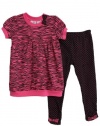 BT Kids Girls (4-6x) 2 pc pink & black zebra print top & polka dot leggings set