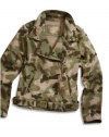 GUESS Kids Girls Big Girl Camouflage Print Jacket, MULTICOLORED (10/12)