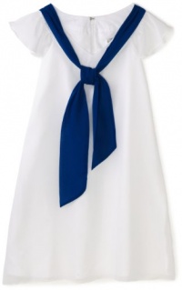 Blush by Us Angels Girls 7-16 Flutter Sleeve Dress with Contrast Necktie, White, 7