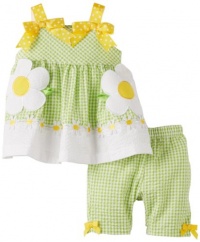 Bonnie Baby-Girls Newborn Daisy Legging Set, Green, 6-9 Months