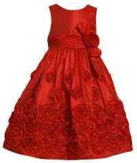 Bonnie Jean Girls 2-6X Shantung Dress, Red, 5