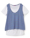 Aqua Girls' Stripe 2fer Tank Top - Sizes S-XL