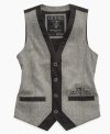 Prep up his looks with this versatile tweed vest by Guess.