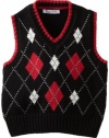 Kitestrings Boys 2-7 Toddler Argyle V-Neck Sweater Vest, Black, 3T