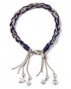 Embrace an artistic outlook with this braided cord bracelet from Good Charma, accented by dangling sterling silver charms.