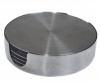 Stainless Steel Round Coasters - Set of 6 with Holder