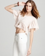 Free People Top - Candy Ruffle Stripe Crop