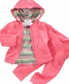 She'll be head-to-toe adorable in this hoodie, shirt and pants set by First Impressions.