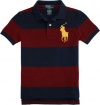 Ralph Lauren Toddler Boys's Big Pony Striped Polo (4, Burgundy Multi)