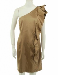 Calvin Klein Ruffle Trim Off Shoulder Dress Caramel 8