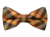 100% Silk Woven Colorful Gingham Earth Self-Tie Bow Tie