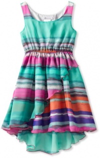 Bonnie Jean Girls 7-16 Magenta Stripe Chiffon Dress, Magenta, 10