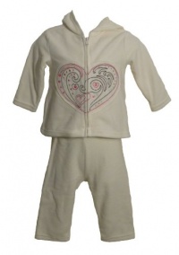 BT Kids Baby Girls White Fleece Valentine Heart Pant Set- 3-6 Months