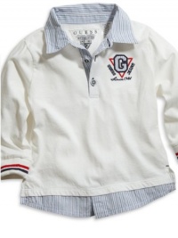 GUESS Kids Boys Toddler Long-Sleeve Polo, WHITE (18M)