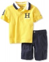 Tommy Hilfiger Boys 2-7 Matt Solid Polo Cargo Short 2 Piece Set, Banana, 3T