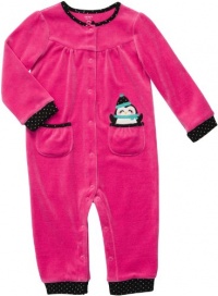 Carter's Infant Long Sleeve One Piece Velour Coverall - Happy Penguin-18 Months