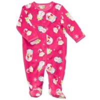 Carter's Infant Girls Pink Snowman Microfleece Sleep & Play, Size 3M