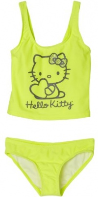 Hello Kitty Girls 7-16 Big Girls Retro Kitty 2 Piece Tankini Swimwear, Yellow, 10/12