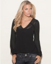 GUESS Gemma Long-Sleeve Top, JET BLACK (MEDIUM)