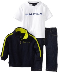 Nautica Sportswear Kids Baby-boys Infant Half Zip Sweater Set, Lemon Lime, 3-6 Months