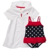 Carter's Girls 0-6 Months 2pc Swimsuit and Cover-up Set (6 Months, Navy)