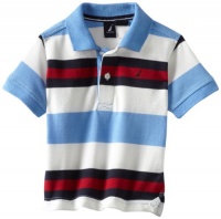 Nautica Sportswear Kids Baby-Boys Infant Short Sleeve Striped Pique Polo Shirt, Waverunner Blue, 24 Months