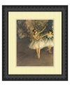 An ethereal grace resonates from Two Dancers on Stage by Impressionist Edgar Degas, an artist famous for painting ballerinas. By capturing just part of the second figure, he prompts the viewer to imagine what's happening beyond the frame. With an antique black, scroll-embossed frame.