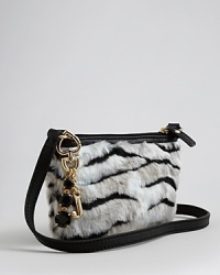 Furry ziger stripes embellish this too-chic to-zip purse from Juicy Couture.