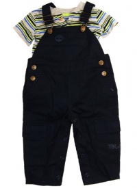 Timberland Infant Boys Great Warm Stripped Bodysuit Navy Blue Overalls 2 Pc Set