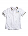 GUESS Kids Boys Short-Sleeve Polo Shirt with Graphic, WHITE (12/14)